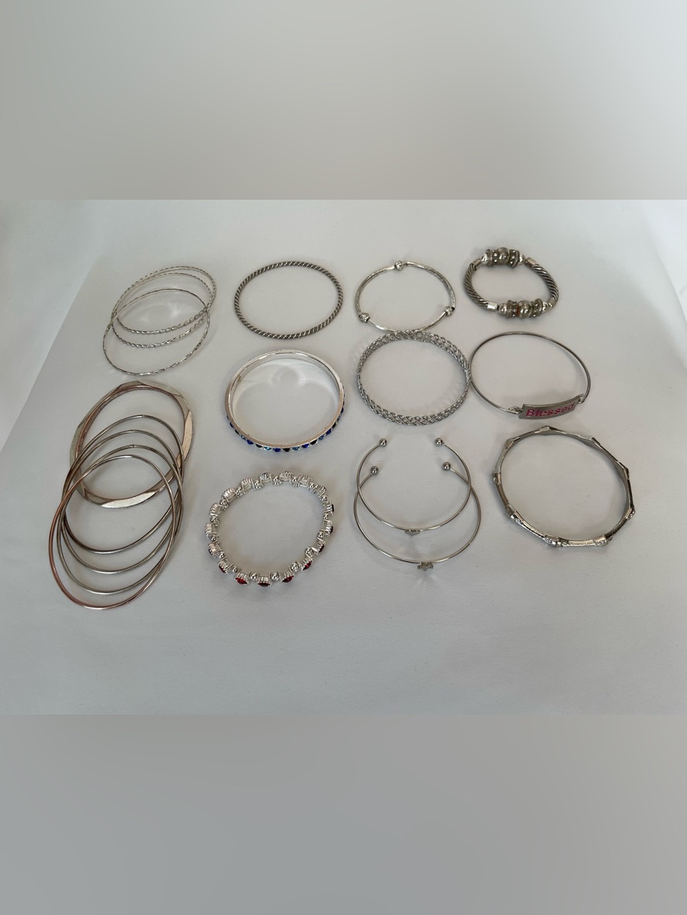 Vintage Silver Bangle Cuff Bracelet Lot Stack 11pc